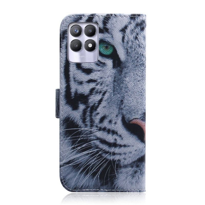 Läderfodral Realme 8i Telefonfodral Tiger Face