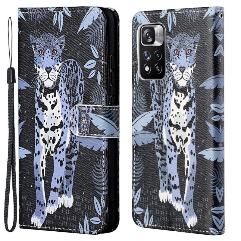 Läderfodral Xiaomi Redmi Note 11 Pro / Note 11 Pro Plus Telefonfodral Leopard Strappy