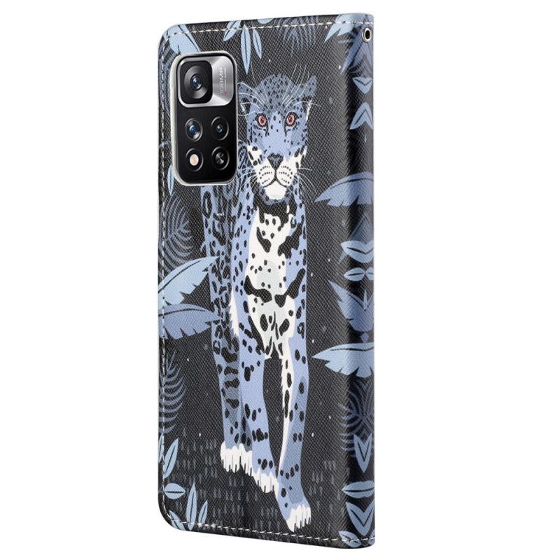 Läderfodral Xiaomi Redmi Note 11 Pro / Note 11 Pro Plus Telefonfodral Leopard Strappy