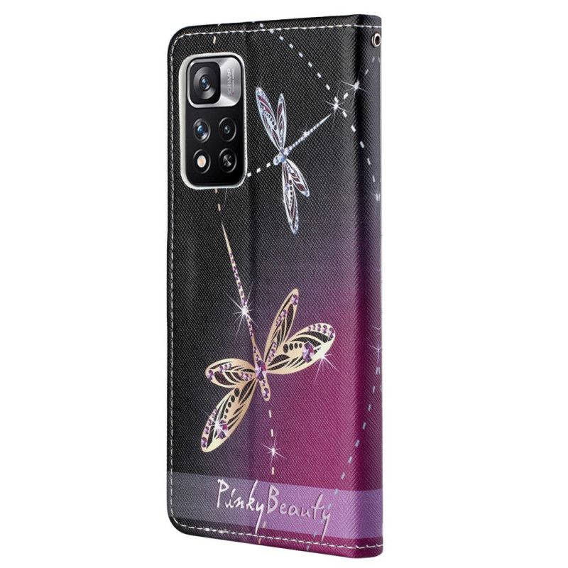 Läderskal Fodral Xiaomi Redmi Note 11 Pro / Note 11 Pro Plus Strappy Dragonflies