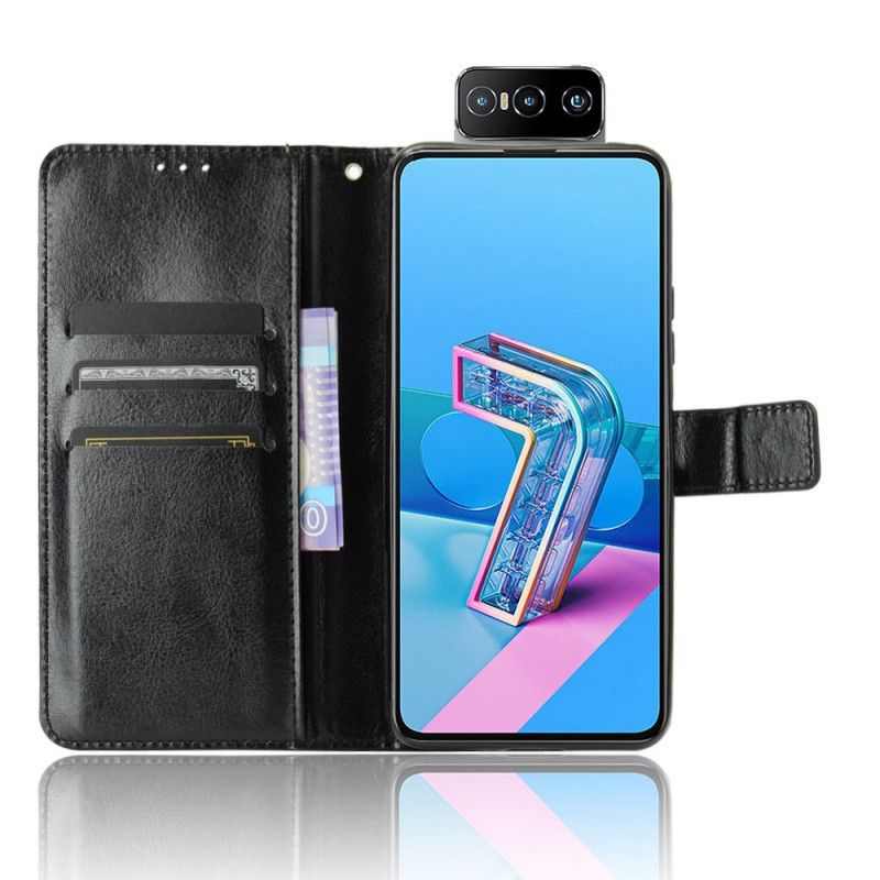 Fodral Asus Zenfone 7 / 7 Pro Svart Flashigt Konstläder