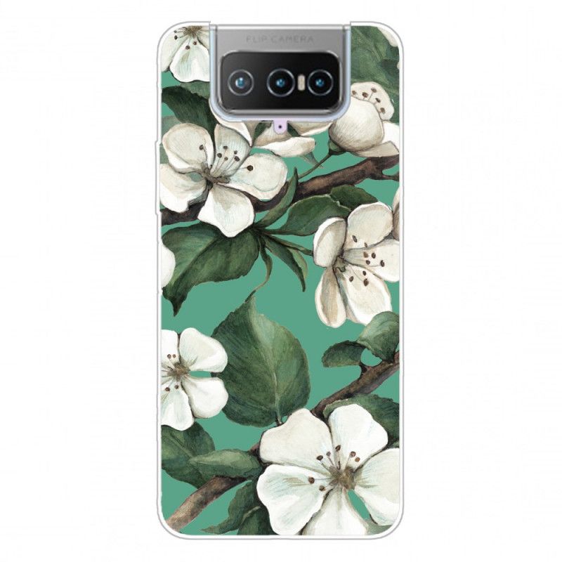 Skal Asus Zenfone 7 / 7 Pro Målade Vita Blommor