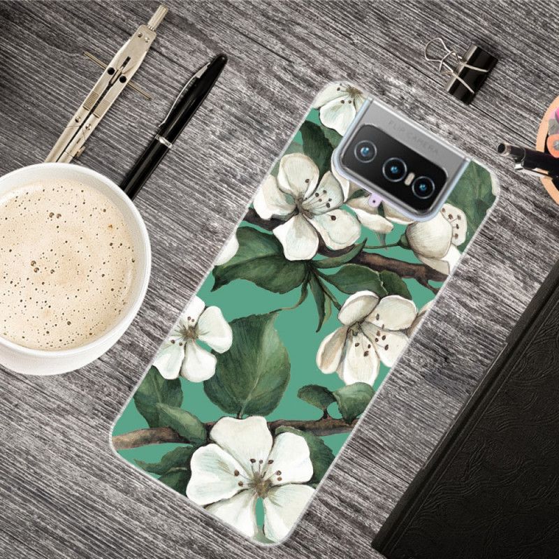 Skal Asus Zenfone 7 / 7 Pro Målade Vita Blommor