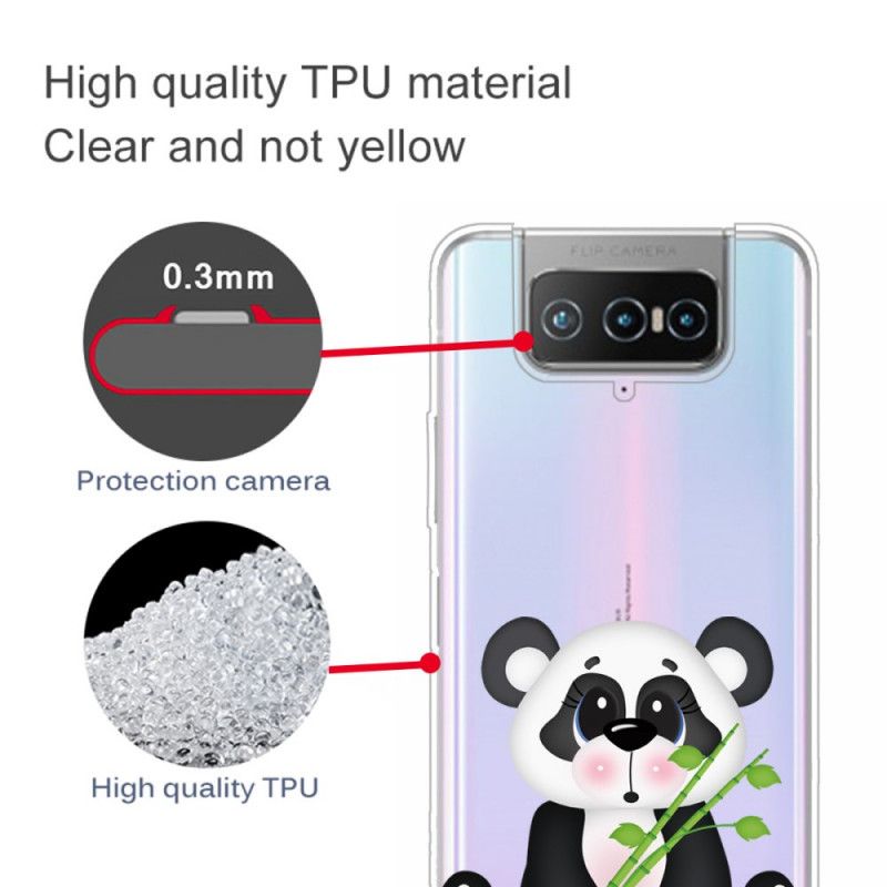 Skal Asus Zenfone 7 / 7 Pro Mobilskal Transparent Ledsen Panda