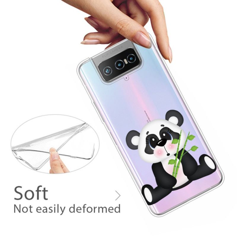 Skal Asus Zenfone 7 / 7 Pro Mobilskal Transparent Ledsen Panda