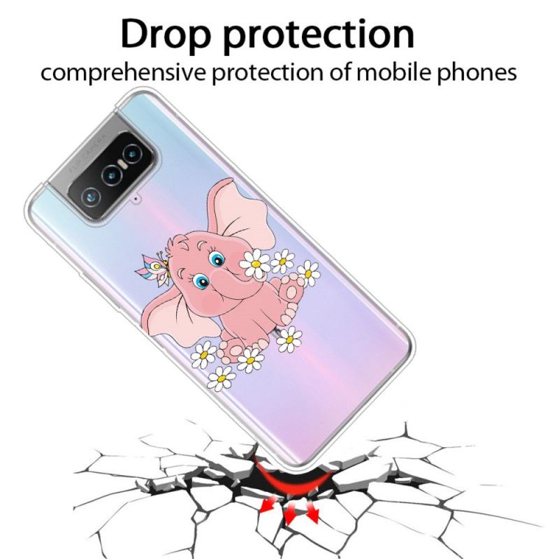 Skal Asus Zenfone 7 / 7 Pro Transparent Rosa Elefant