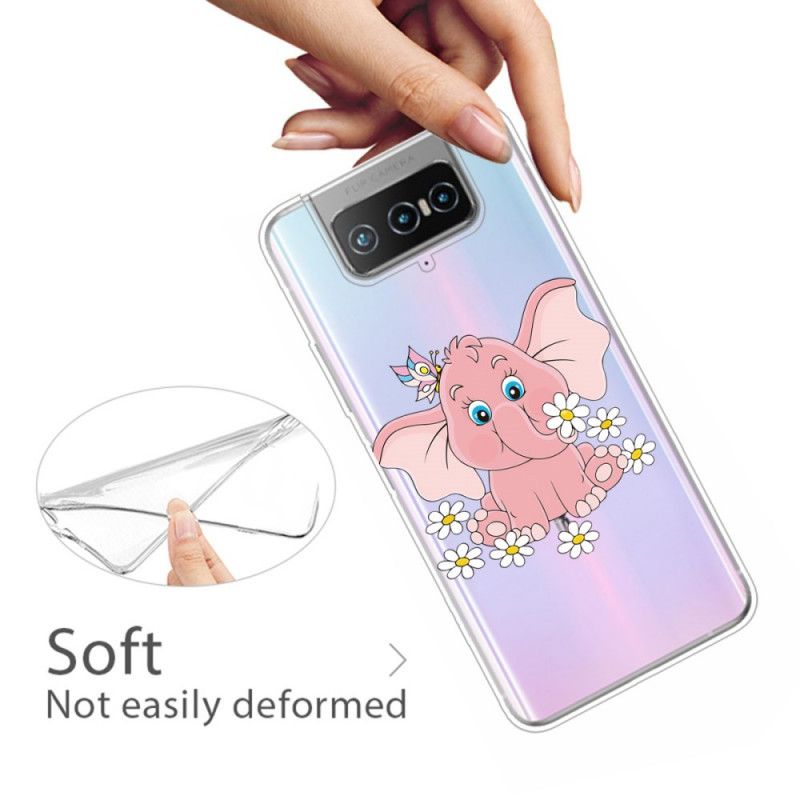 Skal Asus Zenfone 7 / 7 Pro Transparent Rosa Elefant