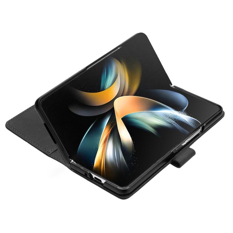 Läderskal Fodral Samsung Galaxy Z Fold 5 Triangelmönster Med Axelrem