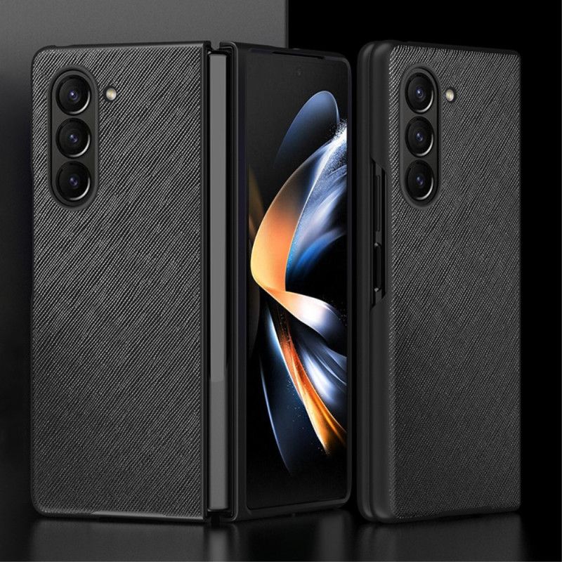 Skal Samsung Galaxy Z Fold 5 Telefonfodral Läderstil Med Vävd Effekt