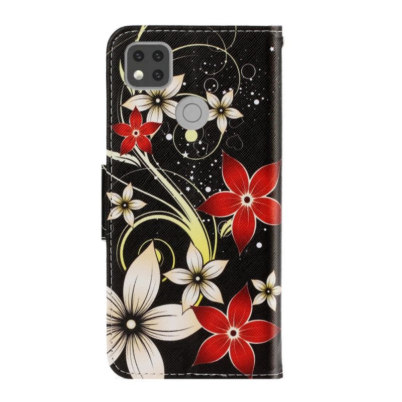Fodral för Xiaomi Redmi 9C Färgglada Blommor Med Rem