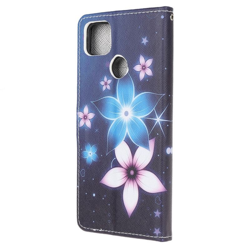 Fodral för Xiaomi Redmi 9C Månblommor Med Rem