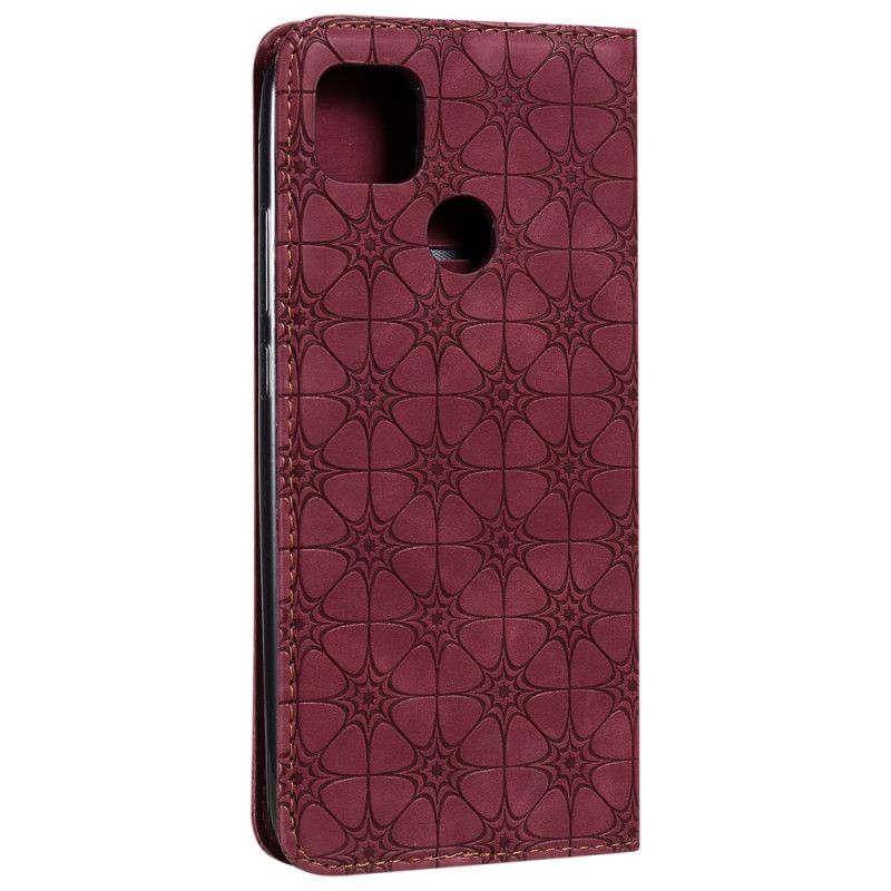 Folio-fodral Xiaomi Redmi 9C Röd Barockblommor