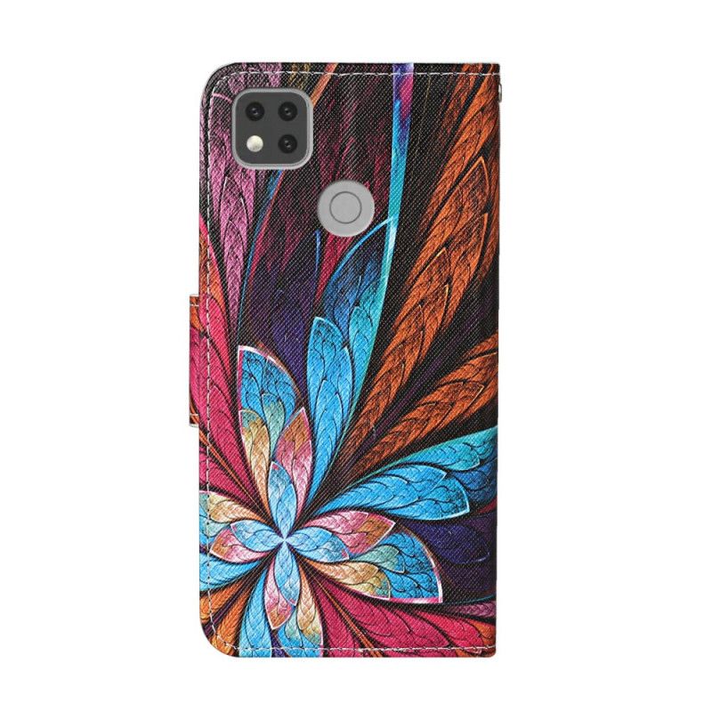 Läderfodral Xiaomi Redmi 9C Mobilskal Påfågelblomma