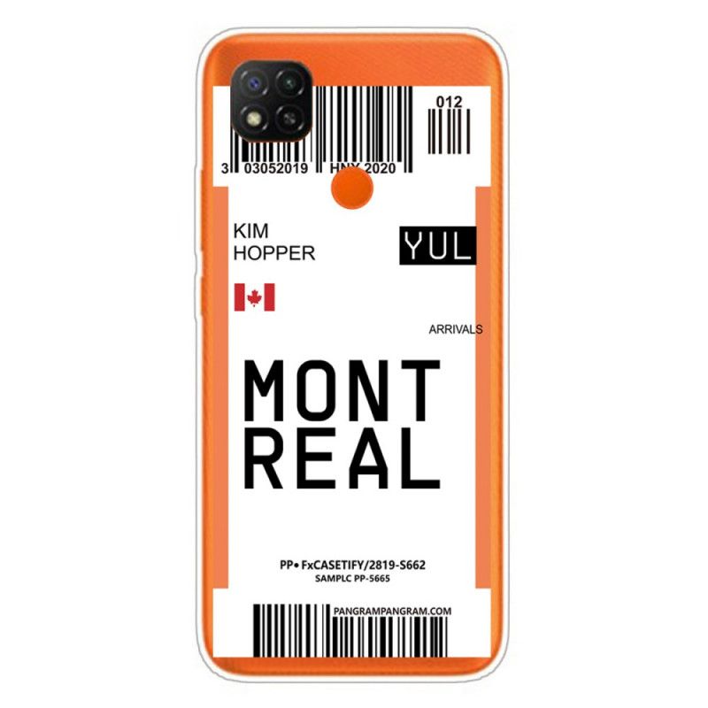 Skal för Xiaomi Redmi 9C Ombordstigningskort Till Montreal
