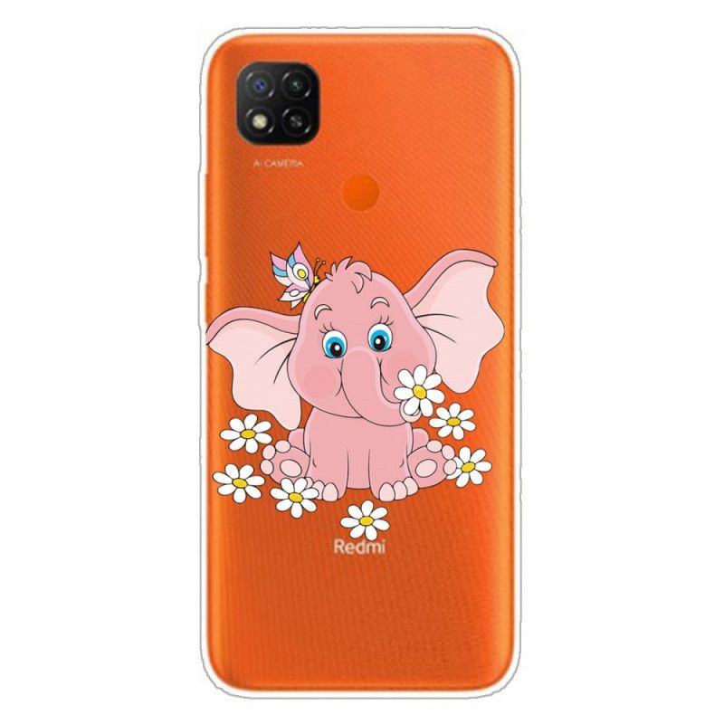 Skal för Xiaomi Redmi 9C Transparent Rosa Elefant