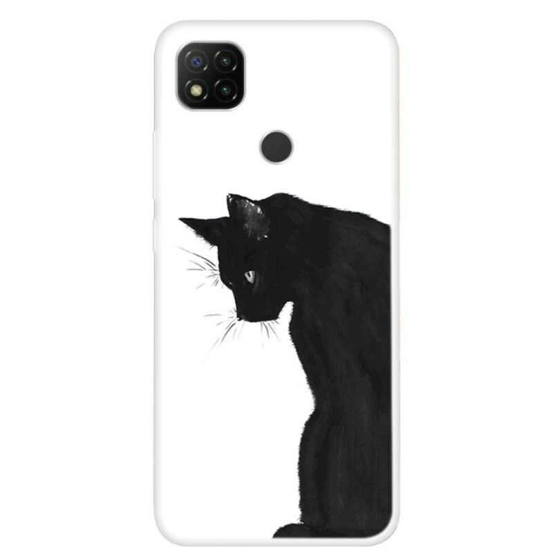 Skal Xiaomi Redmi 9C Mobilskal Eftertänksam Svart Katt