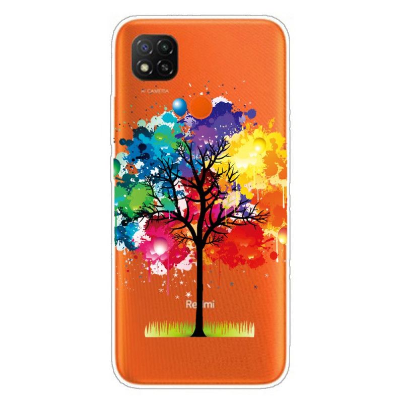 Skal Xiaomi Redmi 9C Mobilskal Transparent Akvarell Träd
