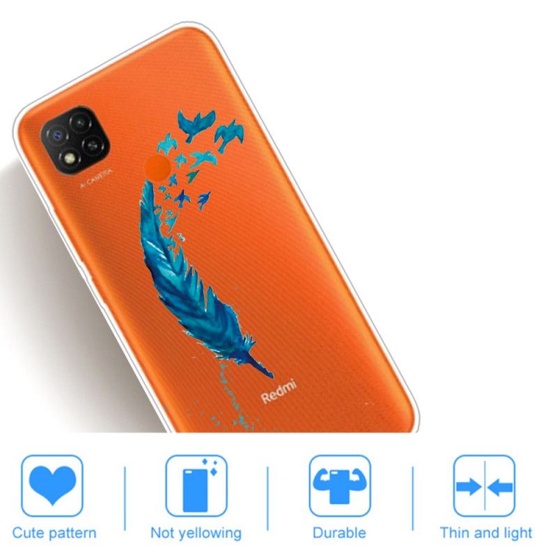 Skal Xiaomi Redmi 9C Vacker Blå Fjäder