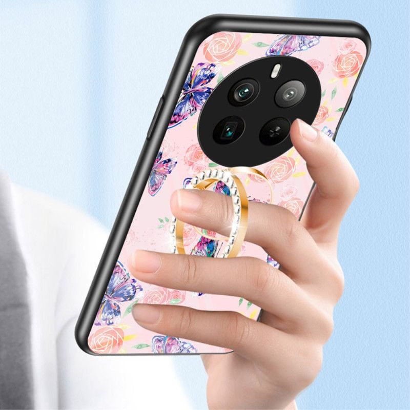 Skal Realme 12 Pro / 12 Pro Plus Ring-support Butterfly Series I Härdat Glas