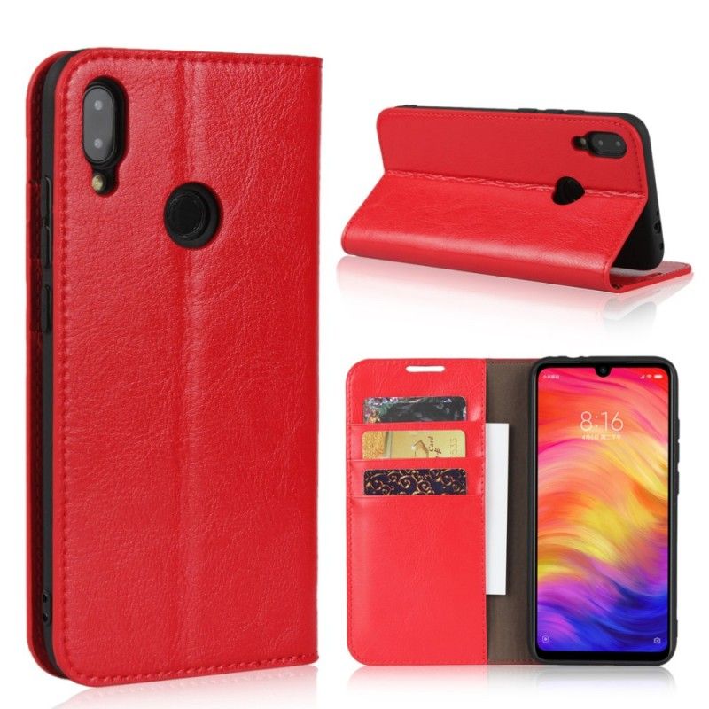 Folio-fodral Xiaomi Redmi Note 7 Svart Äkta Äldre Läder