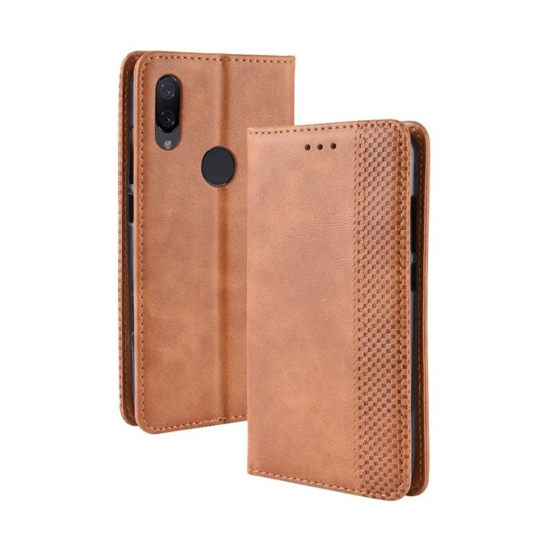 Folio-fodral Xiaomi Redmi Note 7 Svart Stiliserad Vintage Lädereffekt