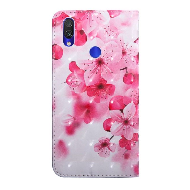 Läderfodral Xiaomi Redmi Note 7 Mobilskal Rosa Blommor