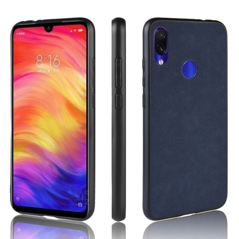 Skal för Xiaomi Redmi Note 7 Mörkblå Lädereffekt I Vintage Look