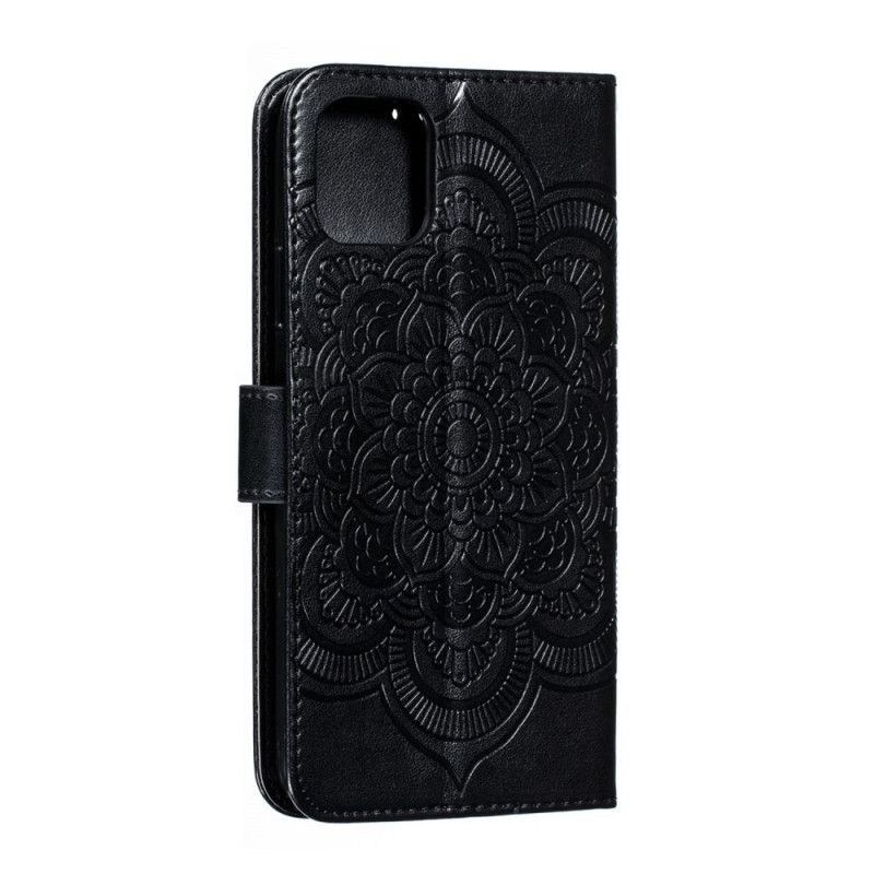 Fodral för iPhone 11 Pro Max Svart Hel Mandala Med Rem