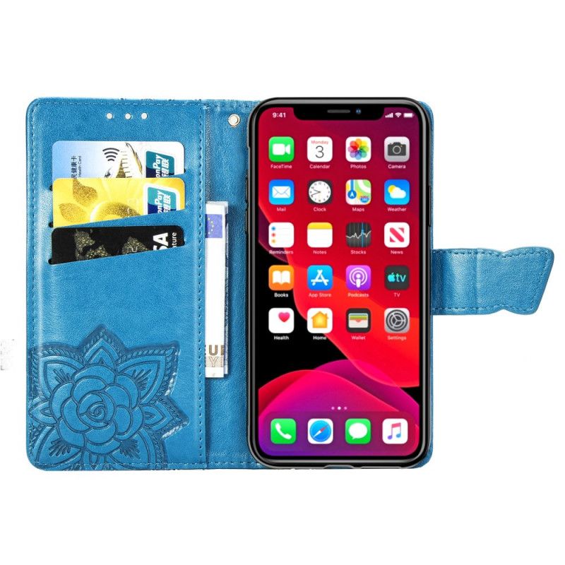 Läderfodral iPhone 11 Pro Max Svart Mobilskal Halva Fjärilar