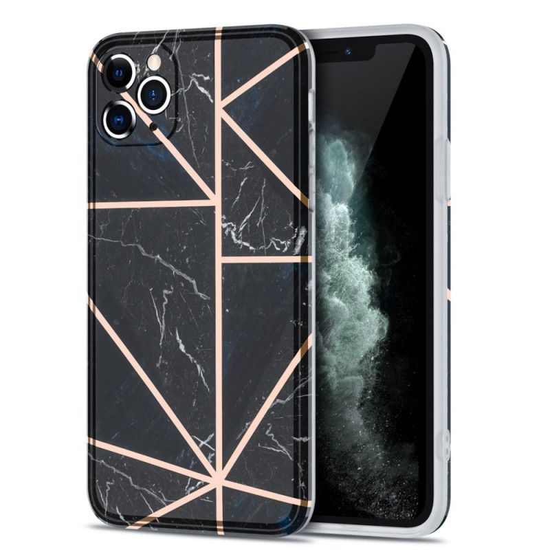 Skal iPhone 11 Pro Max Svart Marmor Flashig Geometri