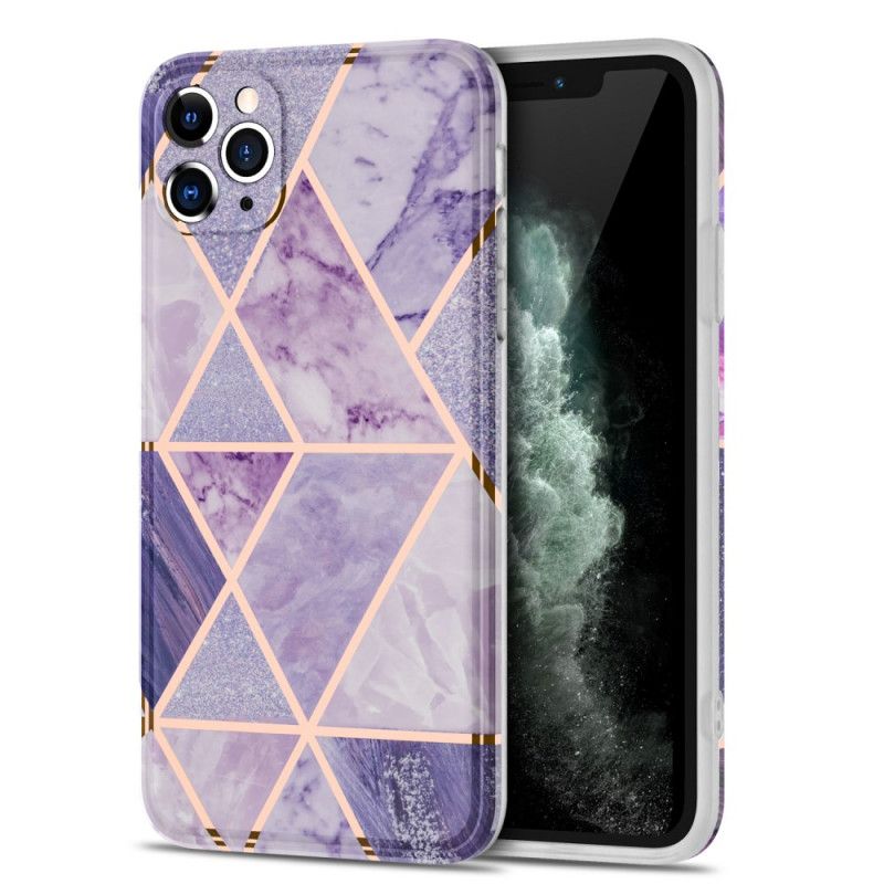 Skal iPhone 11 Pro Max Svart Marmor Flashig Geometri