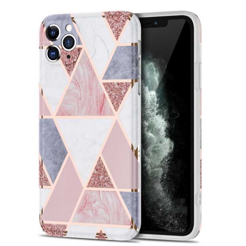 Skal iPhone 11 Pro Max Svart Marmor Flashig Geometri