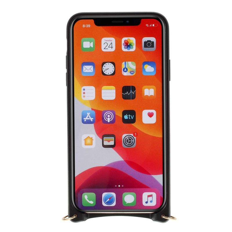 Skal iPhone 11 Pro Max Svart Prickig Med Mutural Sträng