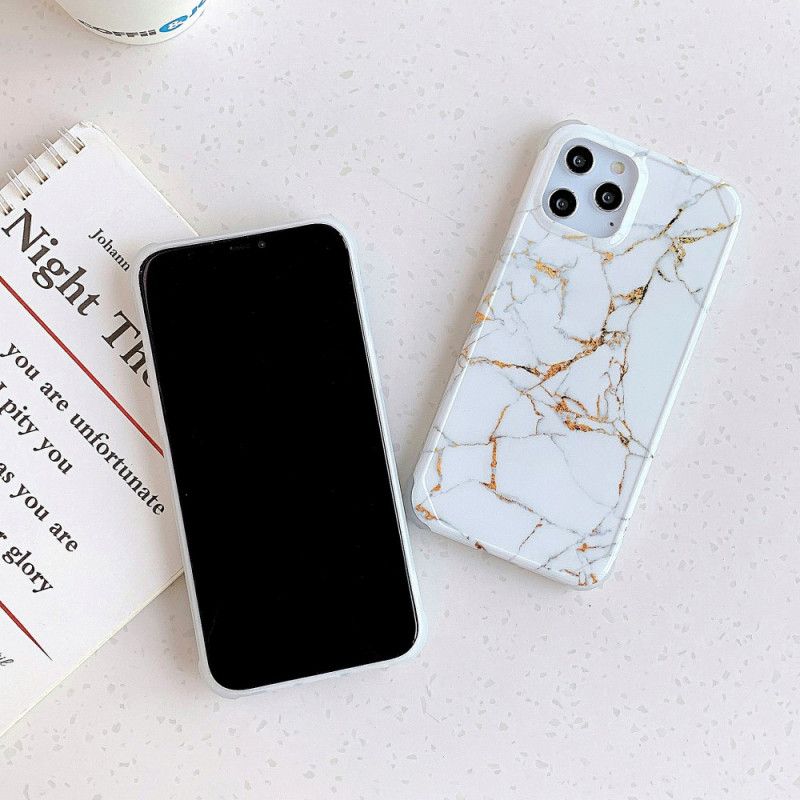 Skal iPhone 11 Pro Max Vit Mobilskal Förstärkta Hörn I Marmorstil