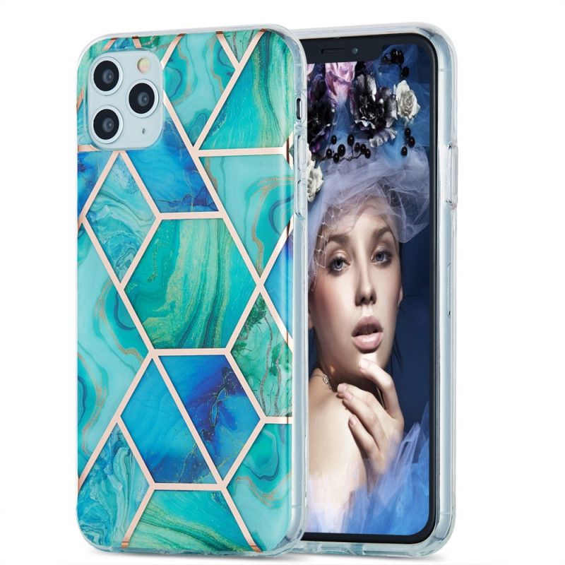 Skal iPhone 11 Pro Max Vit Silikonmarmorgeometri