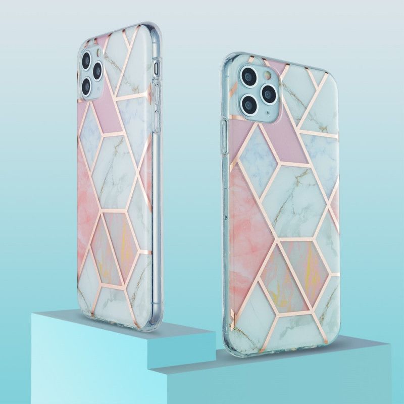 Skal iPhone 11 Pro Max Vit Silikonmarmorgeometri