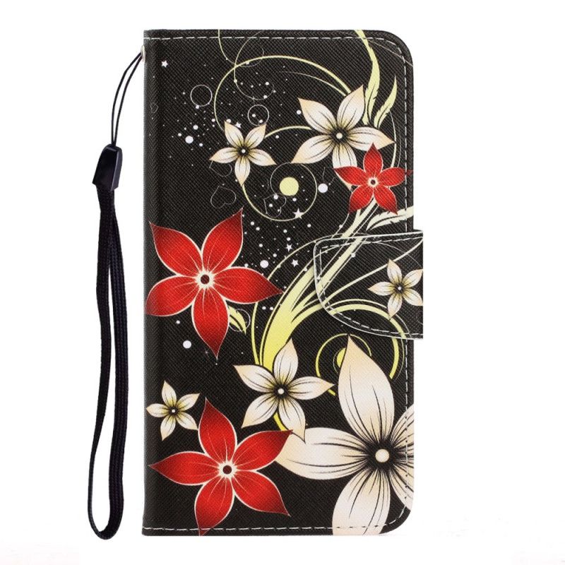 Fodral för Xiaomi Redmi Note 8 Färgglada Blommor Med Rem