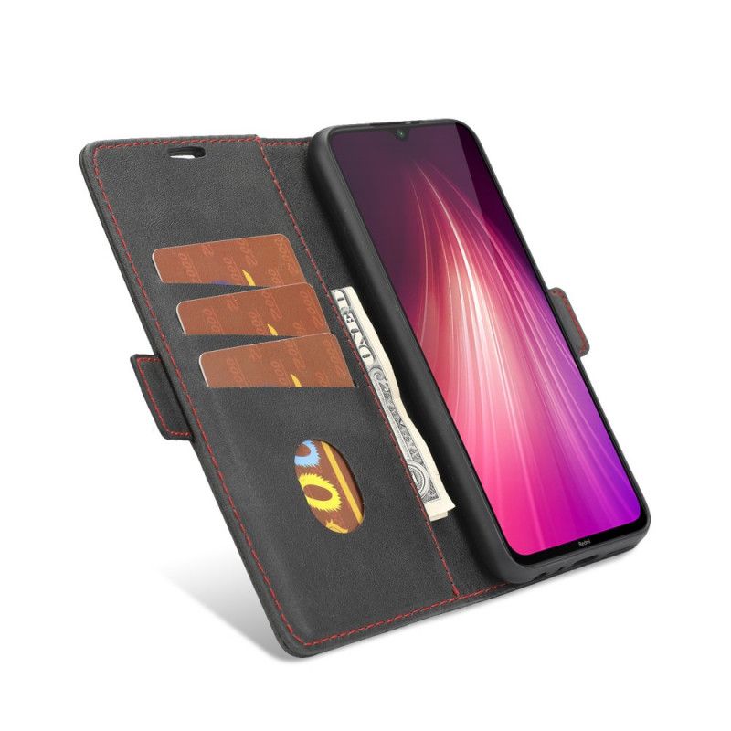 Fodral Xiaomi Redmi Note 8 Svart Fin Linje Dubbel Flik