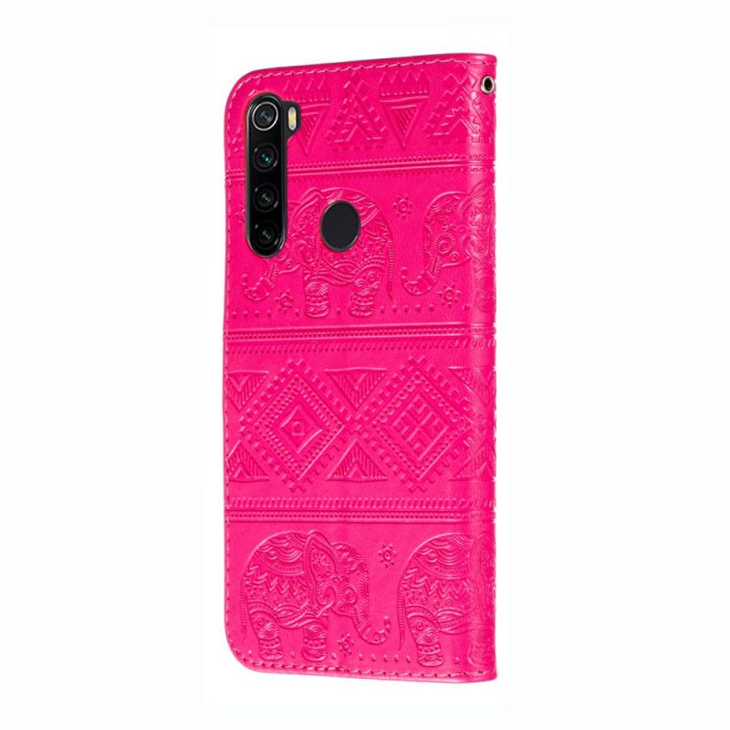 Skyddsfodral Xiaomi Redmi Note 8 Magenta Elefanter I Konstläder