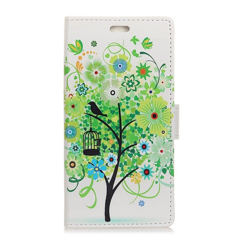 Fodral för Huawei P Smart Mörkblå Blommande Träd