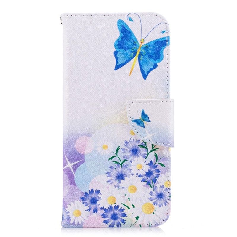 Fodral Huawei P Smart Målade Fjärilar Och Blommor