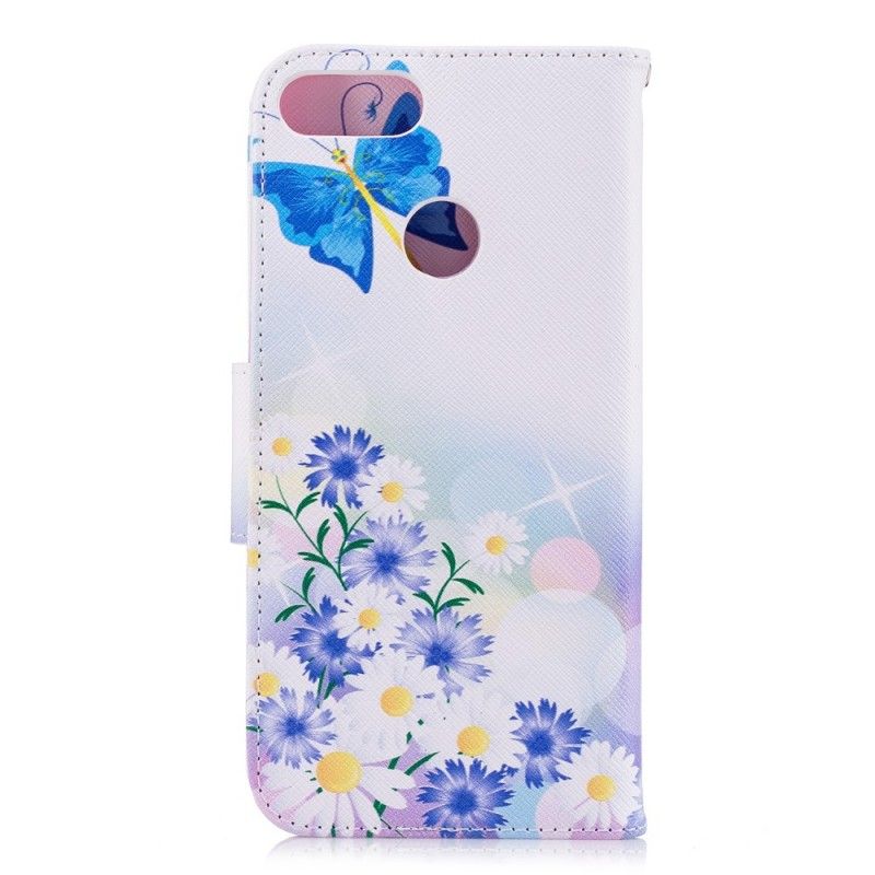 Fodral Huawei P Smart Målade Fjärilar Och Blommor