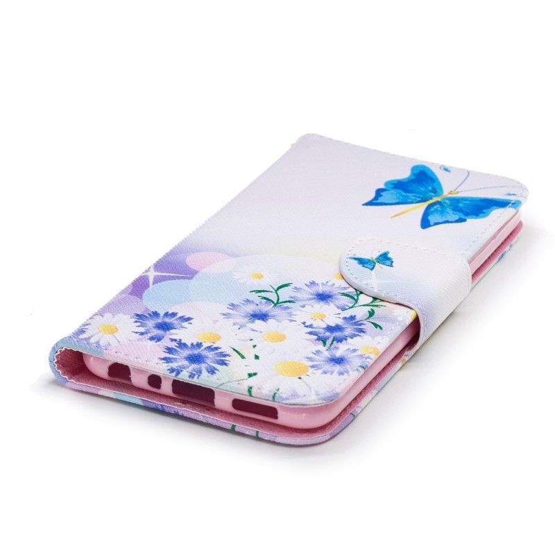 Fodral Huawei P Smart Målade Fjärilar Och Blommor