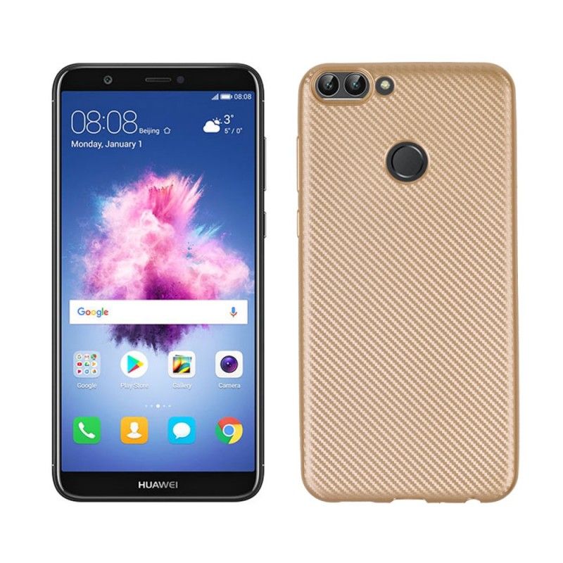 Skal Huawei P Smart Gyllene Flexibel Kolfiber