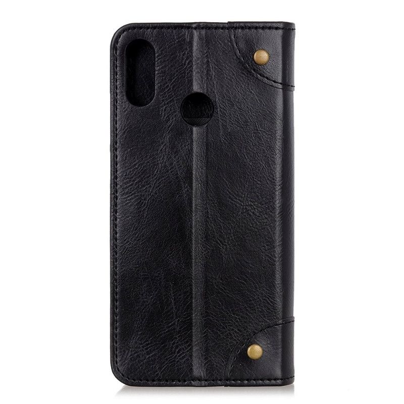 Folio-fodral Samsung Galaxy A10s Svart Vintage Split Lädernitar