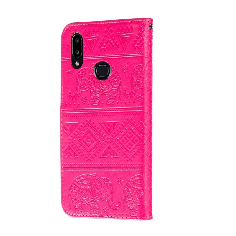 Läderfodral Samsung Galaxy A10s Magenta Mobilskal Elefanter I Konstläder