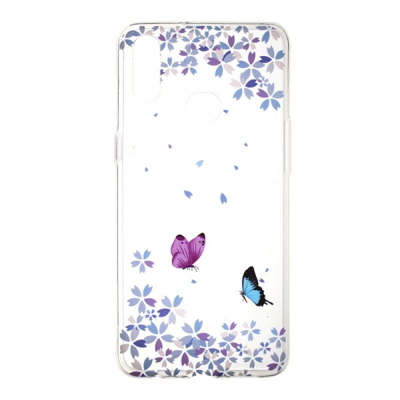 Skal för Samsung Galaxy A10s Genomskinliga Fjärilar Och Blommor