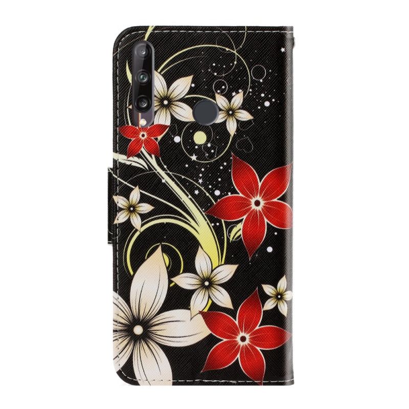Fodral för Huawei P40 Lite E / Y7p Färgade Blommor Med Rem