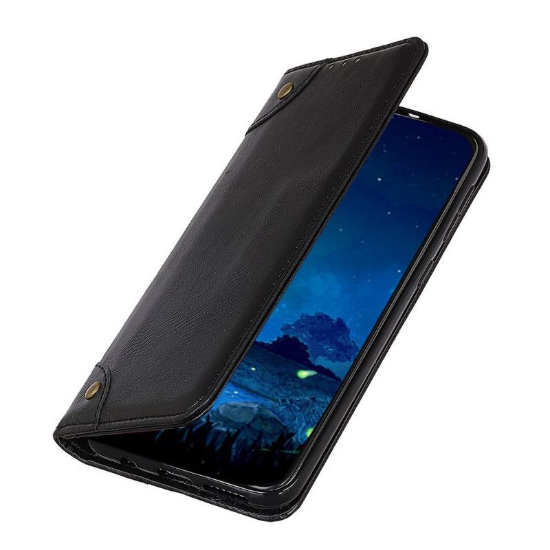 Folio-fodral Huawei P40 Lite E / Y7p Svart Vintage Split Lädernitar