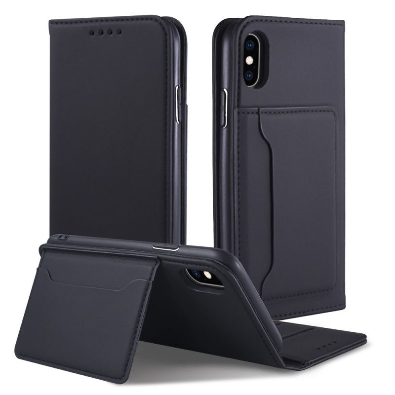 Folio-fodral iPhone X Svart Stödkorthållare